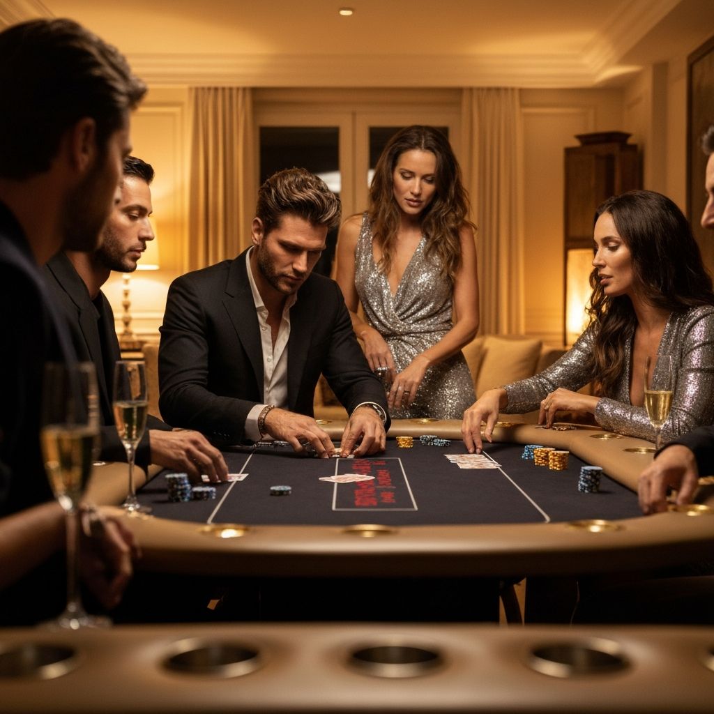 Fiesta privada de poker con invitados elegantes