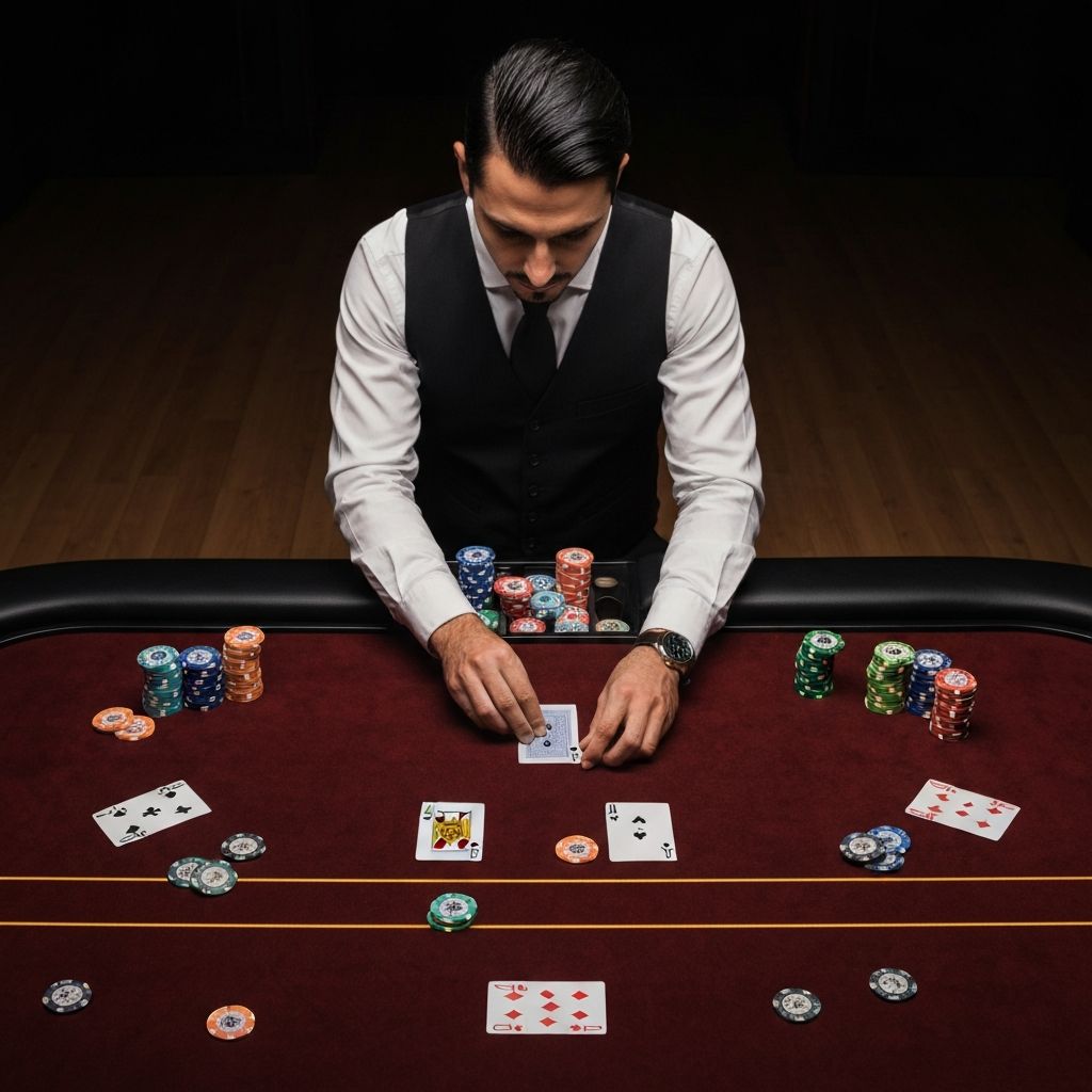 Dealer profesional repartiendo cartas